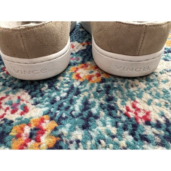 Vince Verrell Backless Shearling Lined Sneakers Taupe Suede Leather Size 9.5M - Picture 4 of 8